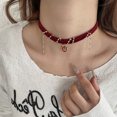 New Chinese Style Pearl Necklace For Women Autumn And Winter Plush