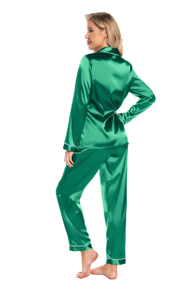 Silk-like Comfortable Skin-friendly Breathable Casual Long Sleeve Pants Pajamas Home Wear