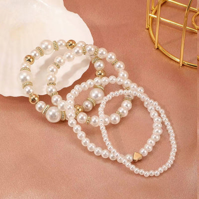 Fashion 4-piece Set Love Pearl Bracelet Suit Women's Beaded