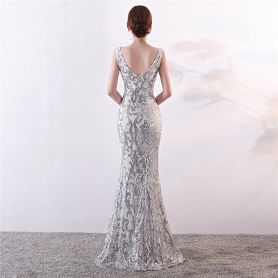 Long Sequined Plus Size Banquet Evening Dress