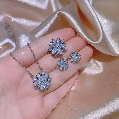 Zircon Flower Jewelry Set for Women