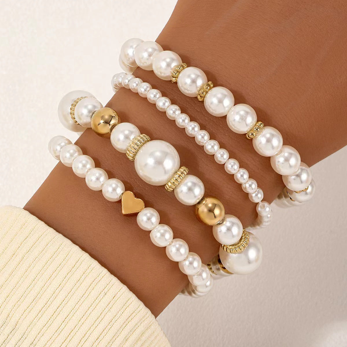 Fashion 4-piece Set Love Pearl Bracelet Suit Women's Beaded