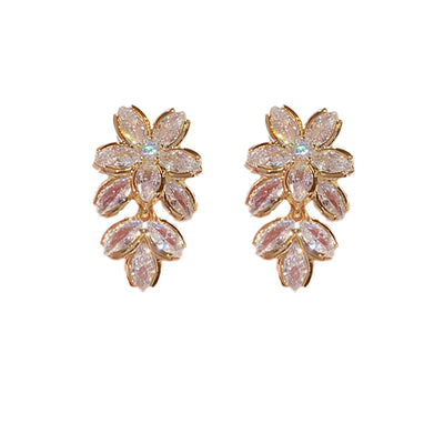 Zircon Flower Sterling Silver Eardrops