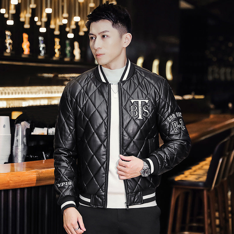 Men's Baseball Collar Slim-fit Youth Embroidered Cotton-padded Jacket