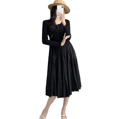 Slim-fit Slimming Temperament Pleated A- Line Dress