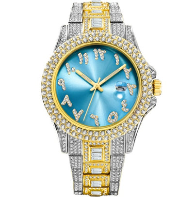 European And American Hip Hop Diamond Full Diamond Business Men's Waterproof Quartz Watch