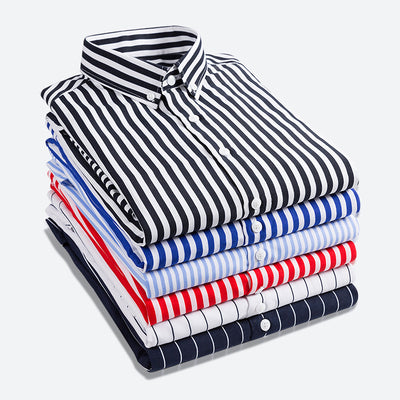 Men's Long-sleeved Slim Casual Striped Shirt