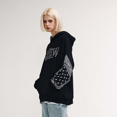 Pattern Stitching English Print Hoodie And Terry Sweater