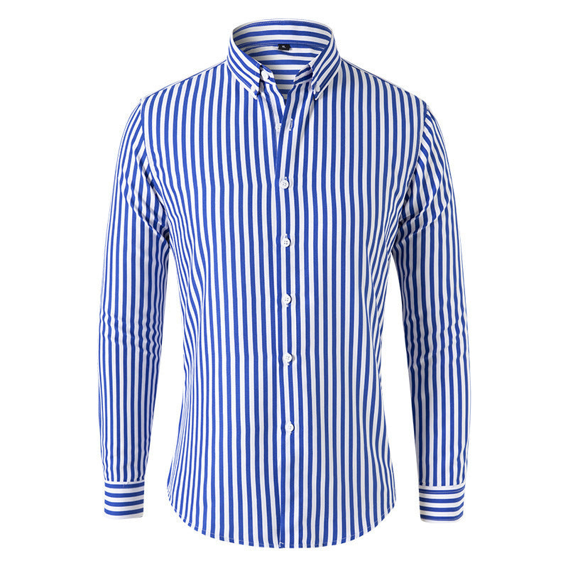 Men's Long-sleeved Slim Casual Striped Shirt