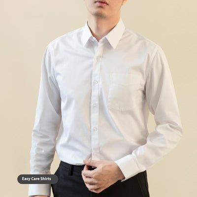 Long Sleeve White Shirt Men's Solid Color Stretch Slim-fitting Iron-free Anti-wrinkle Business Casual Men's Business Wear