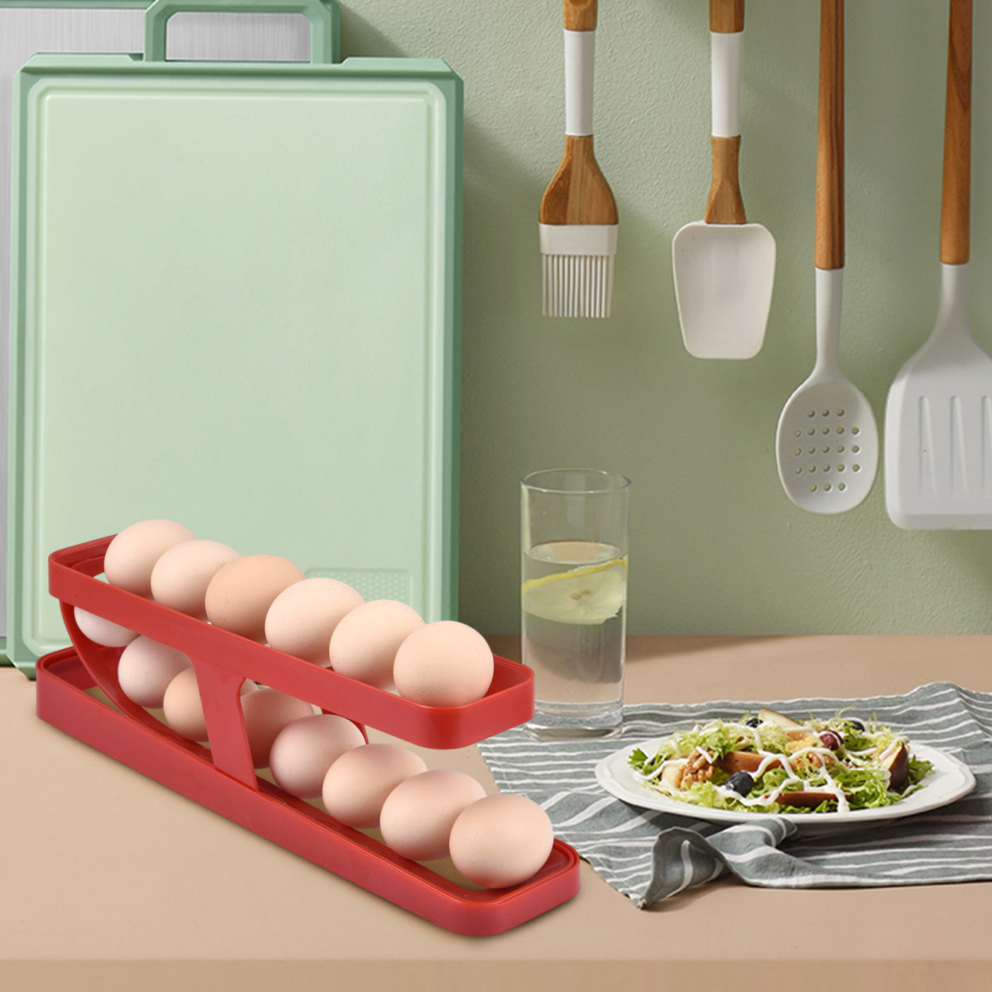 Automatic Egg Scrolling Storage Rack