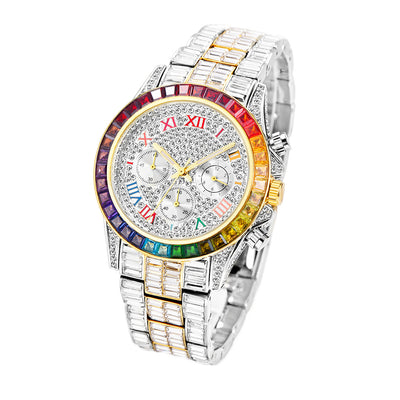 Three Eyes Rainbow Diamond Quartz Watch