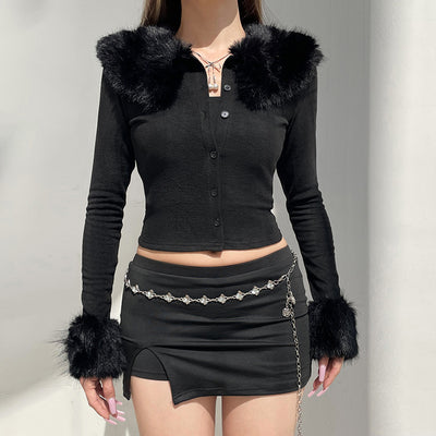 Short Breasted Cardigan Long Sleeve Coat For Women