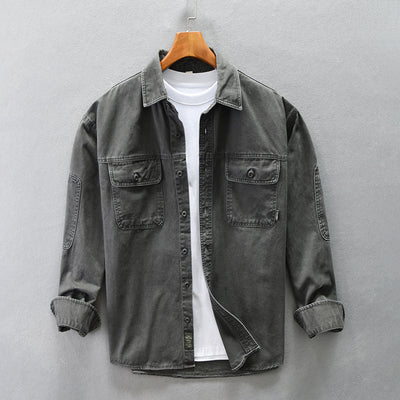 Japanese-style Retro Workwear Shirt Men's Long Sleeve